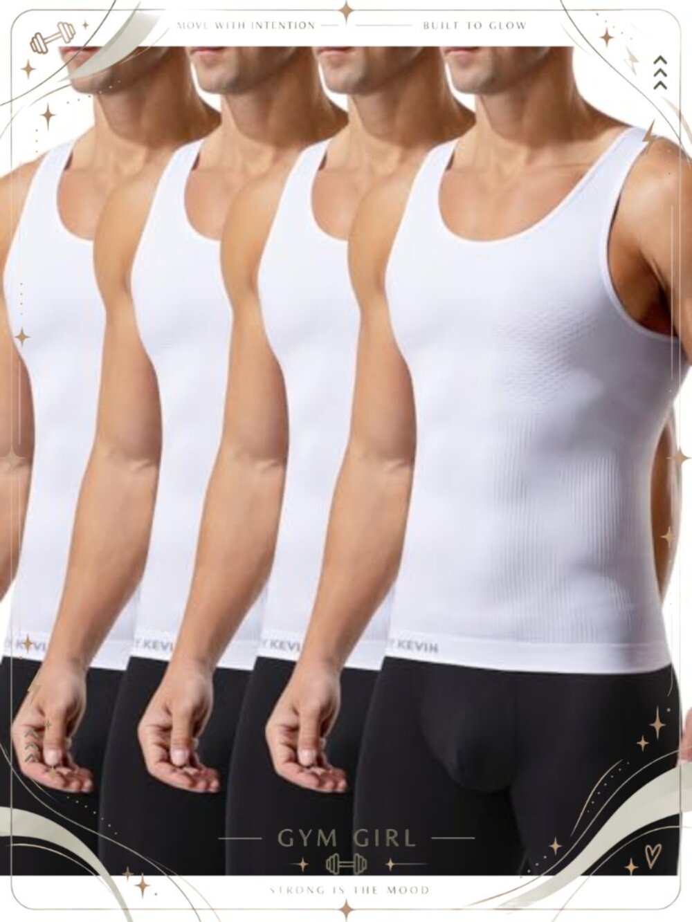 Men's Firm Compression Tank Top Tummy Control Slimming Shapewear 4 Pack